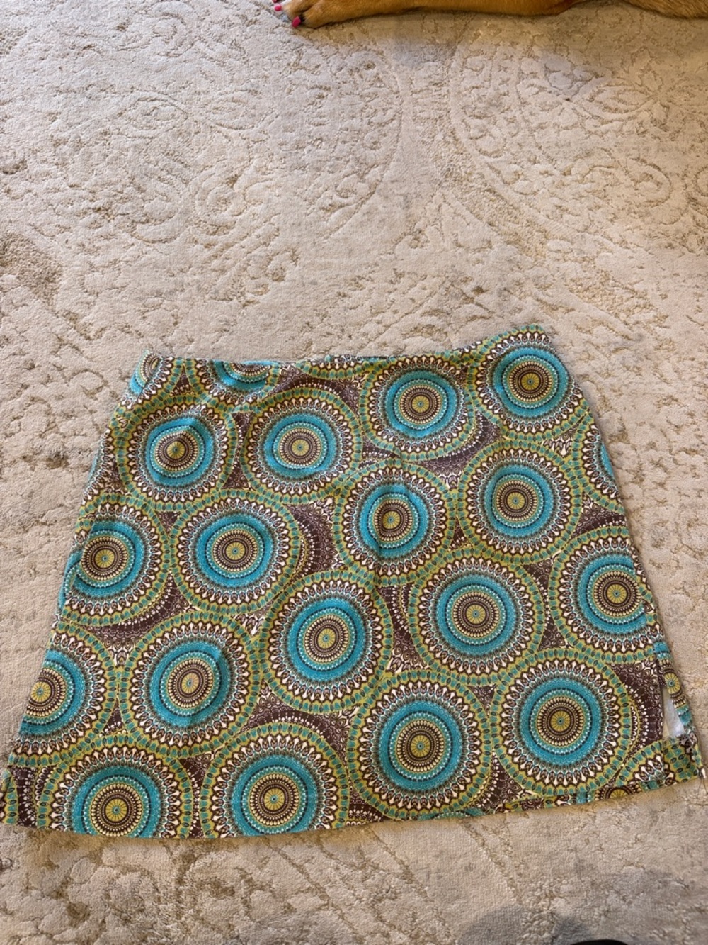 Turquoise & Green Printed A-Line Skort